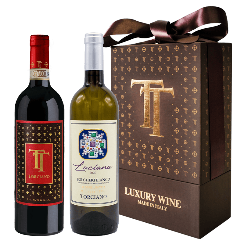 Italian Wine Gift Case - Bolgheri & Chianti included Cardboard Gift Box