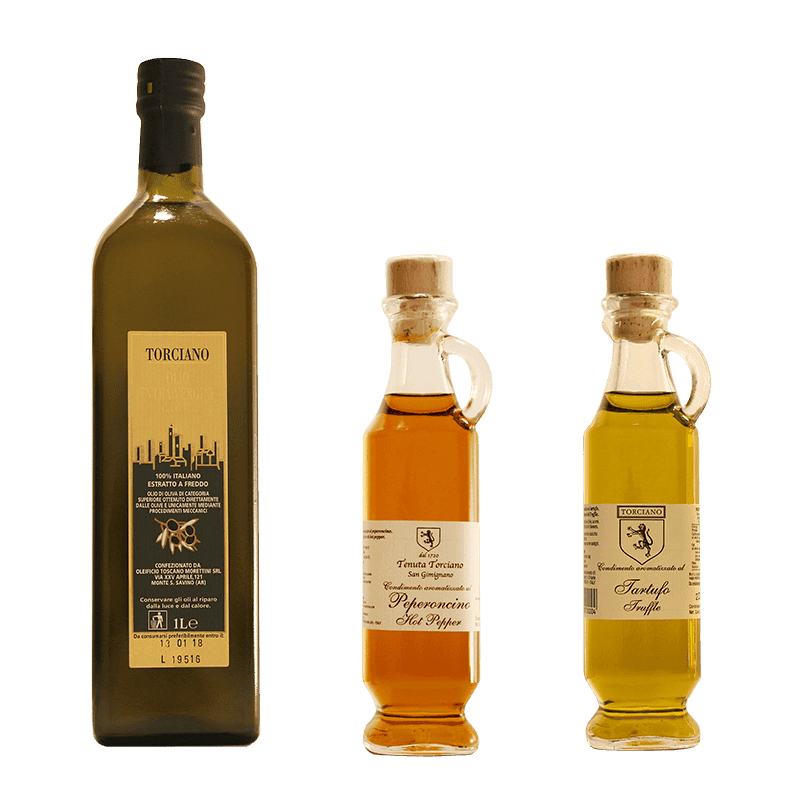 OILS -Extra Virgin Olive 1 LT -  Pepper Oil -, Truffle Oil - ( Set of 3)