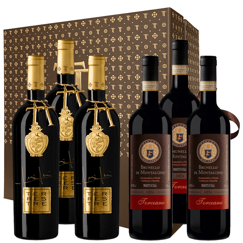 TOP GIFT  Torciano Terrestre Tuscan Blend & Brunello di Montalcino with cardboard box