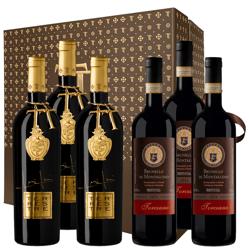 2016 - 2017 TOP GIFT  Torciano Terrestre Tuscan Blend & Brunello di Montalcino with cardboard box