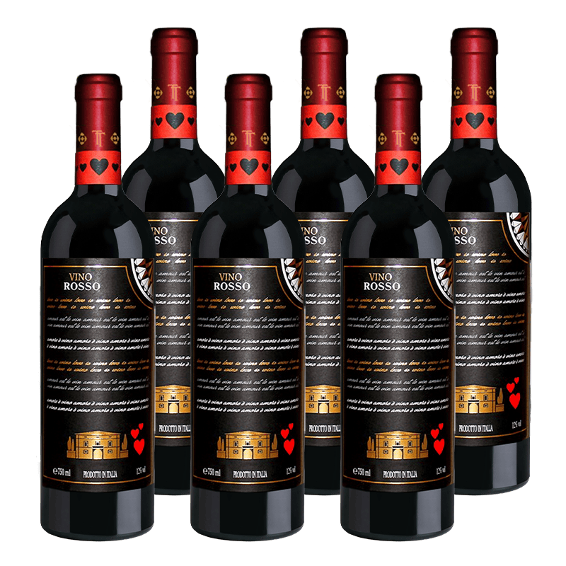 6 Bottles of Red Wine from Italy Love