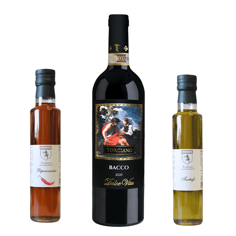 Morellino "Bacco" 2022, Truffle Oil, Pepper Oil - 3 bottles