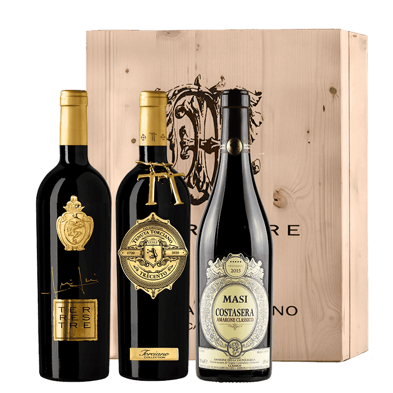 2015 Amarone  Costasera - 2011 Trecento , 2018 Terrestre Tuscan Blends  Including wooden case