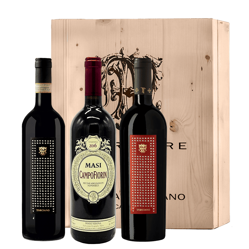 Masi Campofiorin 2017, Bolgheri Gioiello 2020, Brunello Gioiello 2016 Including wooden case