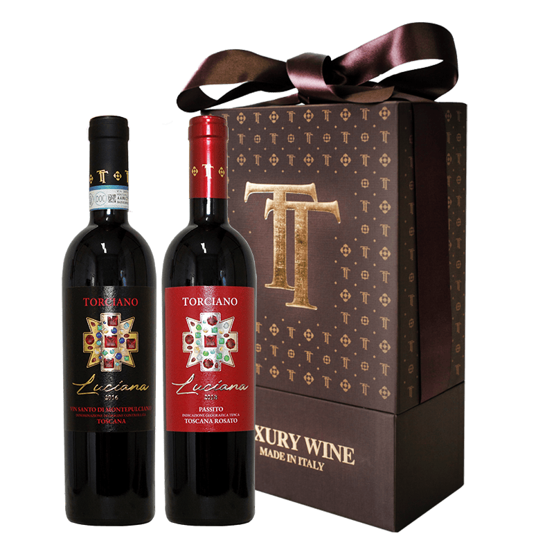 DOLCE  VINSANTO & PASSITO with luxury box - ( set of Two ) included Cardboard Gift Box