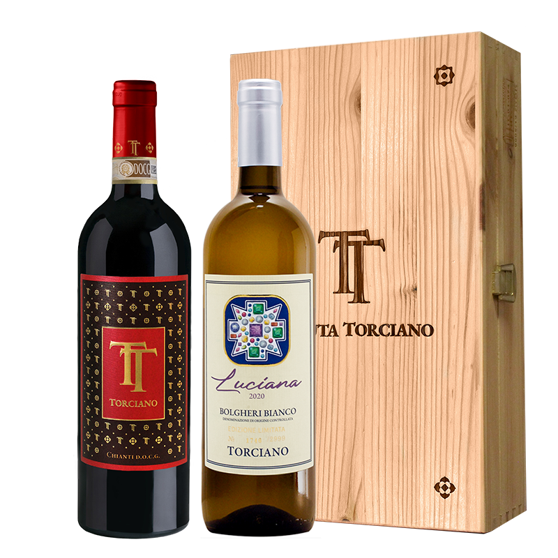 Italian Wine Gift Case - Bolgheri & Chianti included Wood Box