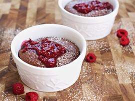 Dark chocolate and raspberry souffle