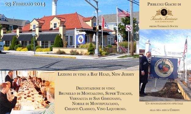 Lezioni di Vino presso il ristorante Theresa&#8217;s South a New Jersey &#8211; 23 Febbraio 2014